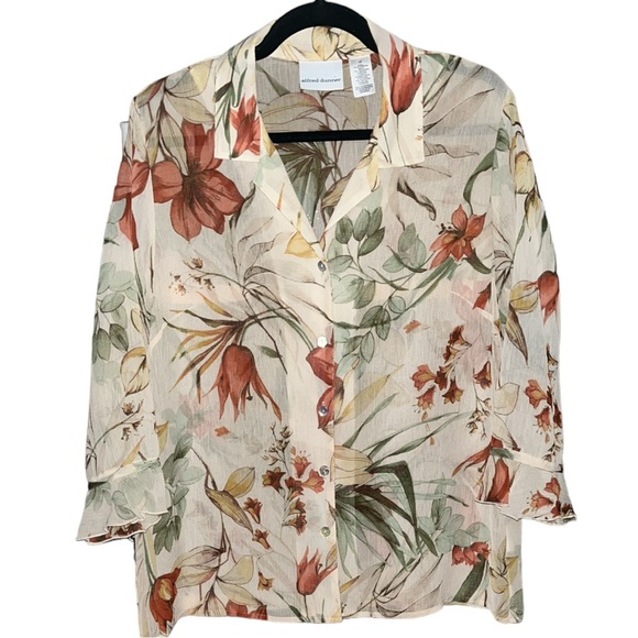 Vintage Alfred Dunner Floral Button Front Blouse - Picture 1 of 6